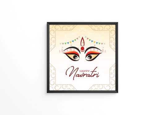 Elegant Durga Puja and traditional Happy navratri festival frame