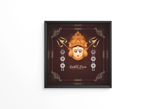 Religious Durga Puja and Happy navratri Indian festival frame