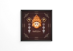 Religious Durga Puja and Happy navratri Indian festival frame