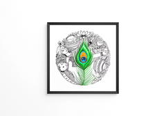 Hand draw beautiful decorative krishna janmashtami card background frames