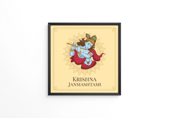 Hand drawn krishna janmashtami frames