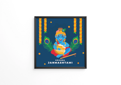 Decorative line style krishna janmashtami festival greeting design frames
