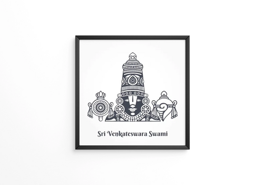 Indian hindu god sri venkateswara swami balaji lineart frame
