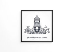Indian hindu god sri venkateswara swami balaji lineart frame