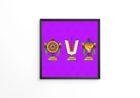Illustration of desi indian art style lord balaji symbol frame