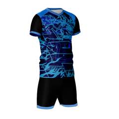 Premium blue neon clash sports jersey side angle sportswear view