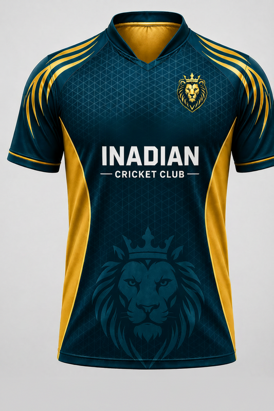 Mumbai Indian Cricket Club jersey with lion design on a gray background