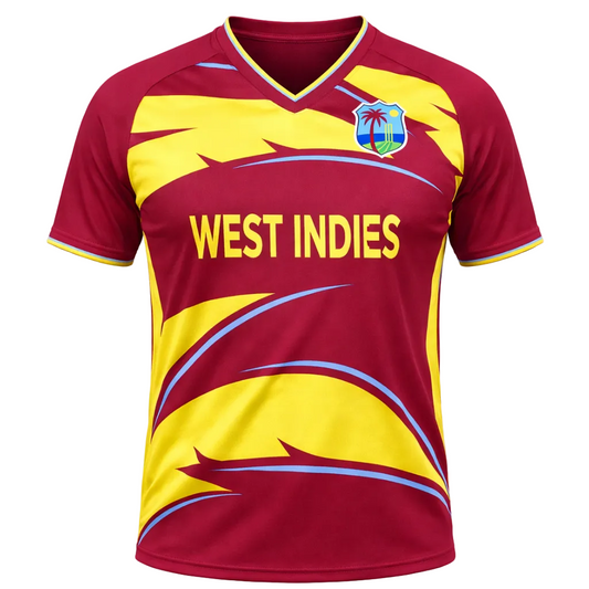 NEXT PRINT Customised West Indies Yellow and Red Cricket Jersey - Personalize Your Jersey Men & Women.