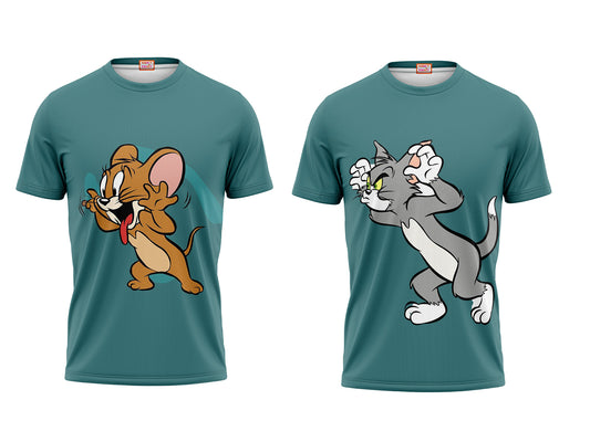 Tom and Jerry Couple Printed Tshirts - Pack of 2 Design 6