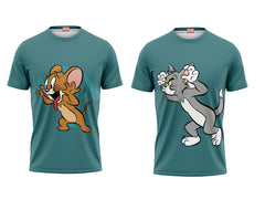 Tom and Jerry Couple Printed Tshirts - Pack of 2 Design 6