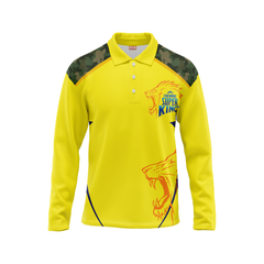 Next Print Customised Ipl Chennai Super Kings Polo Collar Full Sleeves Printed Jersey.