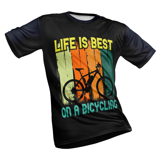 Polyester Half Sleeve T-Shirt with Round Collar and All Over Digital Print.