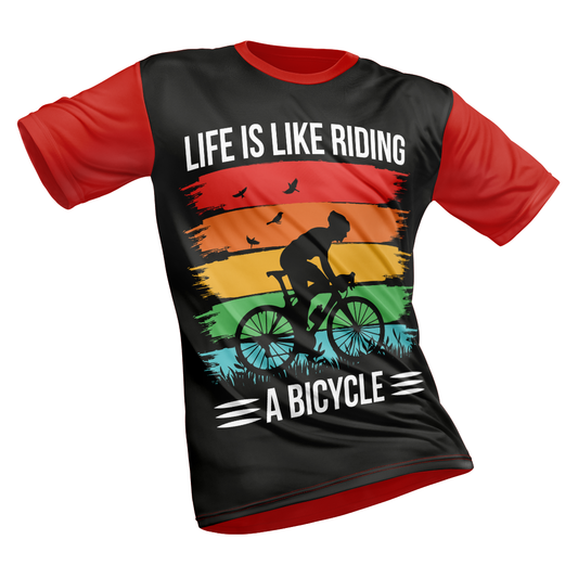 Polyester Half Sleeve T-Shirt with Round Collar and All Over Digital Print.