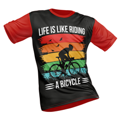 Polyester Half Sleeve T-Shirt with Round Collar and All Over Digital Print.