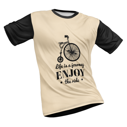 Polyester Half Sleeve T-Shirt with Round Collar and All Over Digital Print.