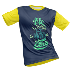 Polyester Half Sleeve T-Shirt with Round Collar and All Over Digital Print.