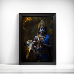 3d representation of hindu deity krishna frame