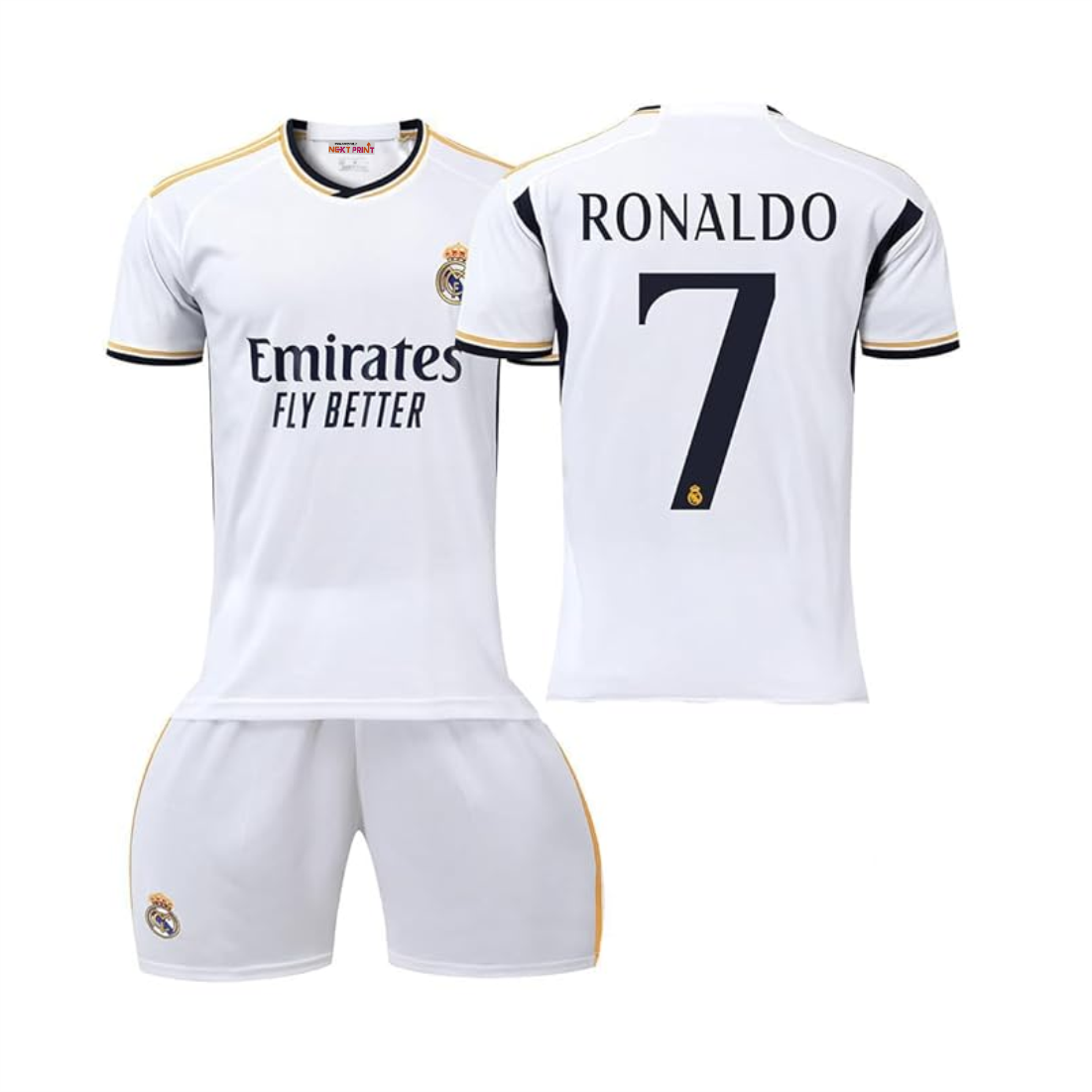 Next Print Real Madrid New Season White Ronaldo 07 Football Jersey Set