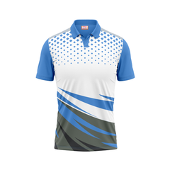 Polo Neck Printed Jersey Sky Blue NP00143