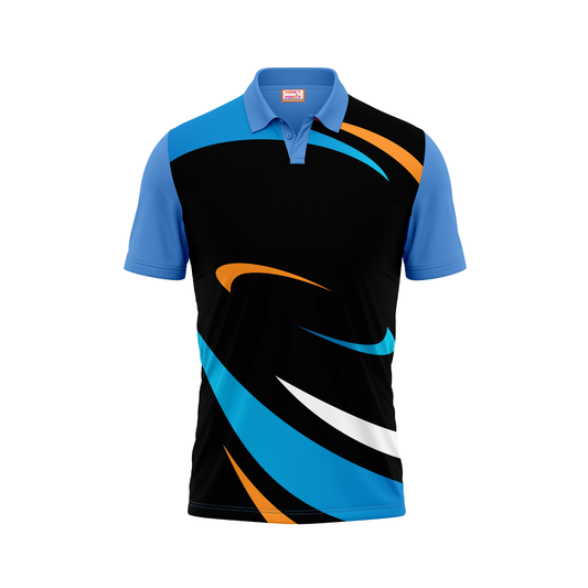 Polo Neck Printed Jersey Sky Blue NP00144