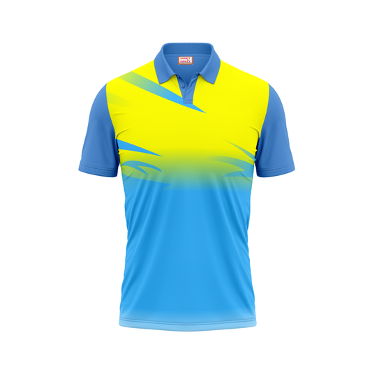 Polo Neck Printed Jersey Sky Blue NP00184