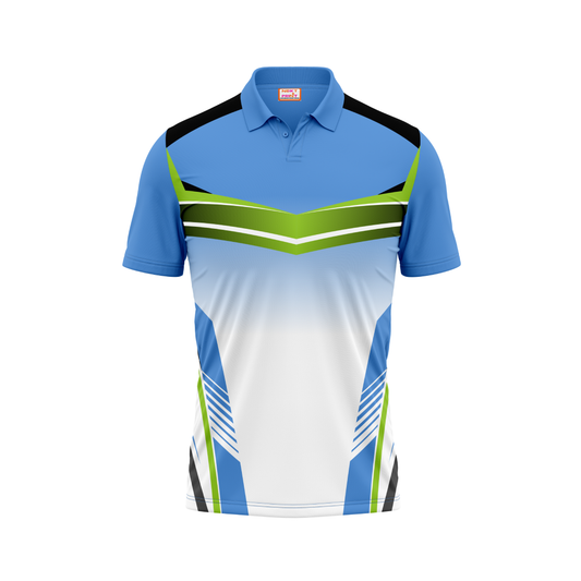 Polo Neck Printed Jersey Sky Blue NP00217