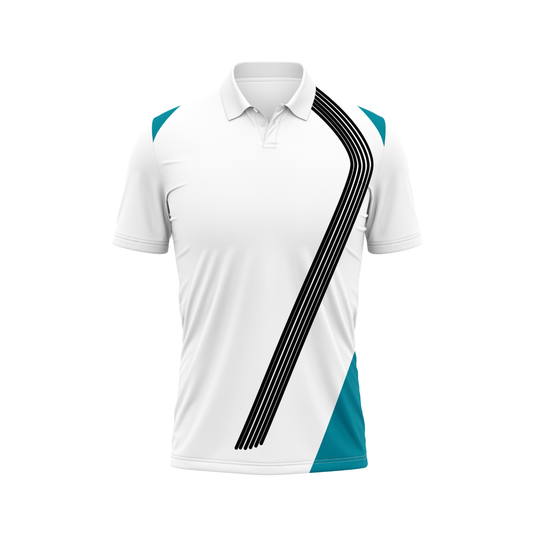 Polo Neck Printed Jersey White NP00218