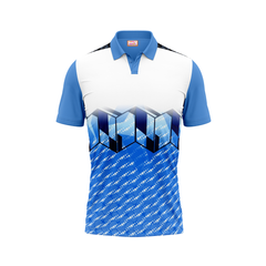 Polo Neck Printed Jersey Sky Blue NP00219
