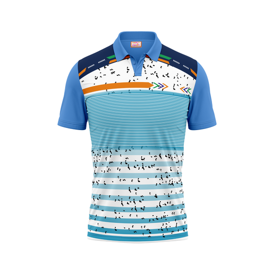 Polo Neck Printed Jersey Sky Blue NP00225