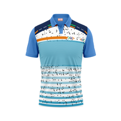 Polo Neck Printed Jersey Sky Blue NP00225