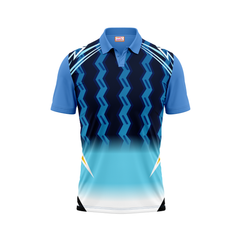 Polo Neck Printed Jersey Sky Blue NP00239