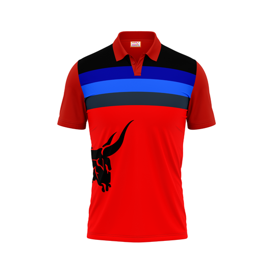 Polo Neck Printed Jersey Red NP00248