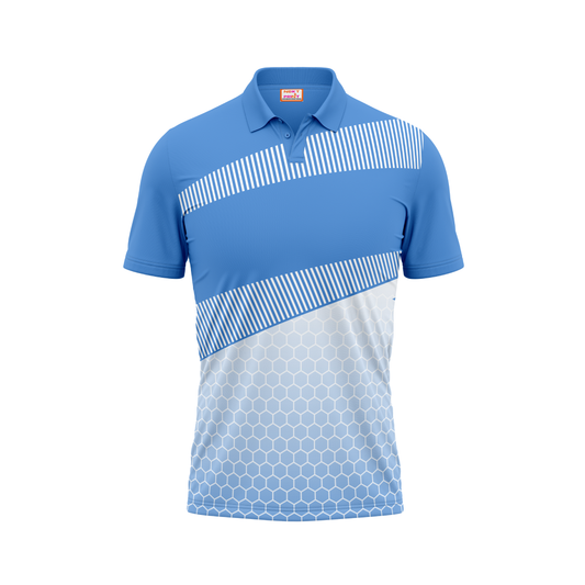Polo Neck Printed Jersey Sky Blue NP0047