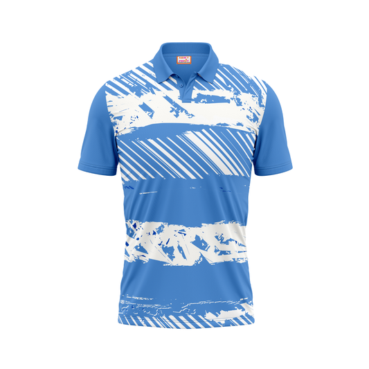 Polo Neck Printed Jersey Sky Blue NP0052