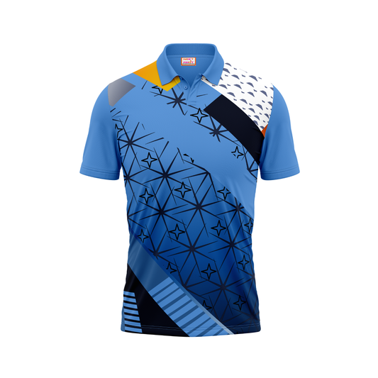 Polo Neck Printed Jersey Sky Blue NP0053