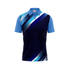 Polo Neck Printed Jersey Sky Blue NP0056