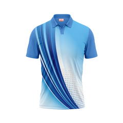 Polo Neck Printed Jersey Sky Blue NP0057