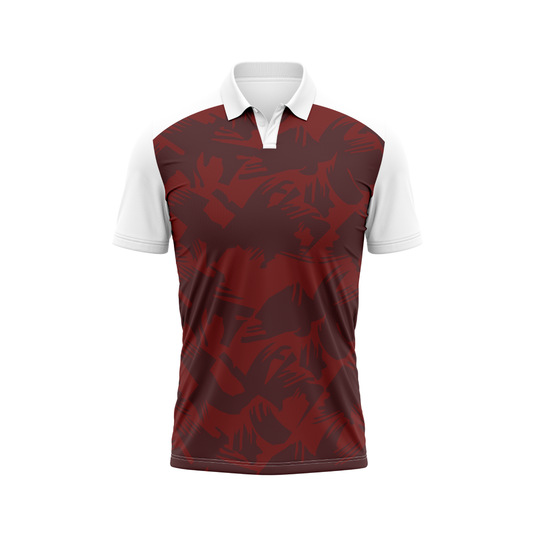 Polo Neck Printed Jersey White NP007