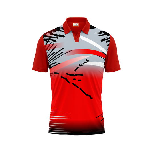 Polo Neck Printed Jersey Red NP0091