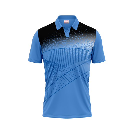 Polo Neck Printed Jersey Sky Blue NP0098