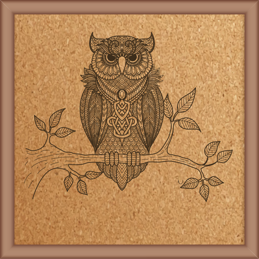 Next Print Laser Engraved Hand drawn owl .