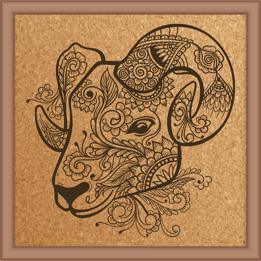 Next Print Laser Engraved Goat Head Tribal Style Design
