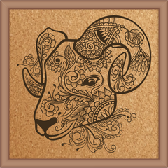 Next Print Laser Engraved Goat Head Tribal Style Design