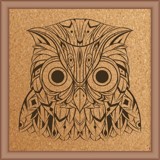 Next Print Laser Engrave Ethnic Abstract Owl Design