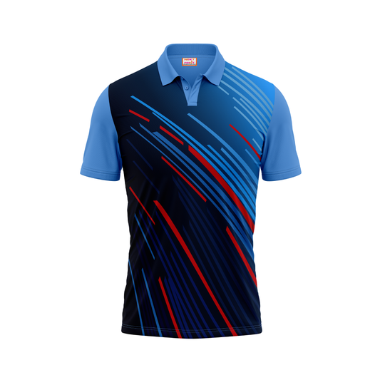 Polo Neck Printed Jersey Sky Blue NP50000105