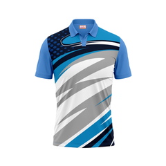 Polo Neck Printed Jersey Sky Blue NP50000120