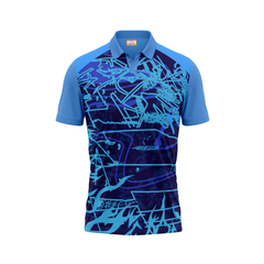 Polo Neck Printed Jersey Sky Blue NP50000159
