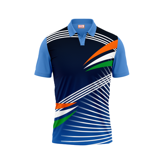 Polo Neck Printed Jersey Sky Blue NP5000027