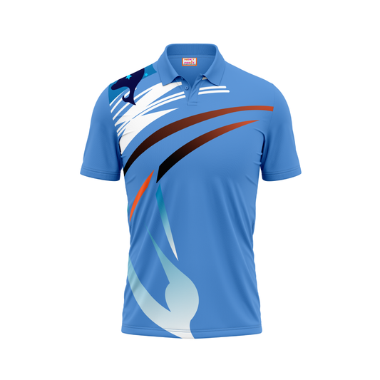 Polo Neck Printed Jersey Sky Blue NP5000028