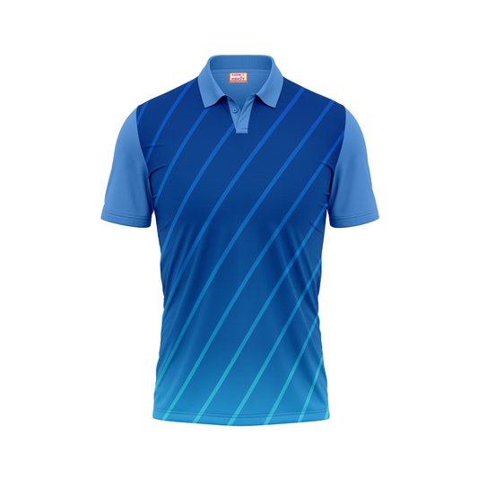 Polo Neck Printed Jersey Sky Blue NP50000373